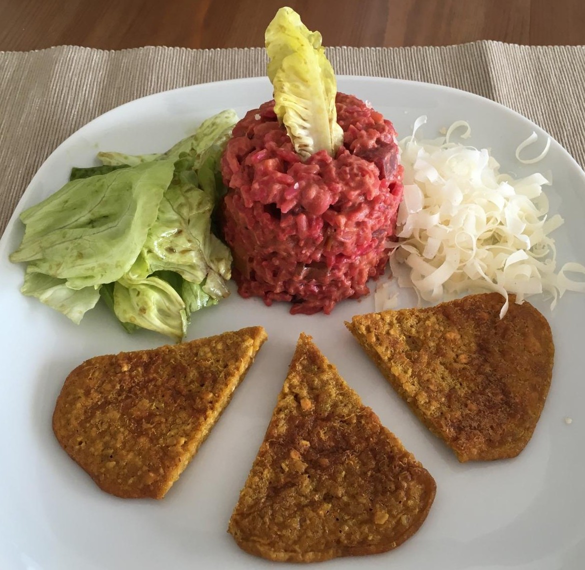 Variante mit Cous-Cous-Curry-Ecken und Salat