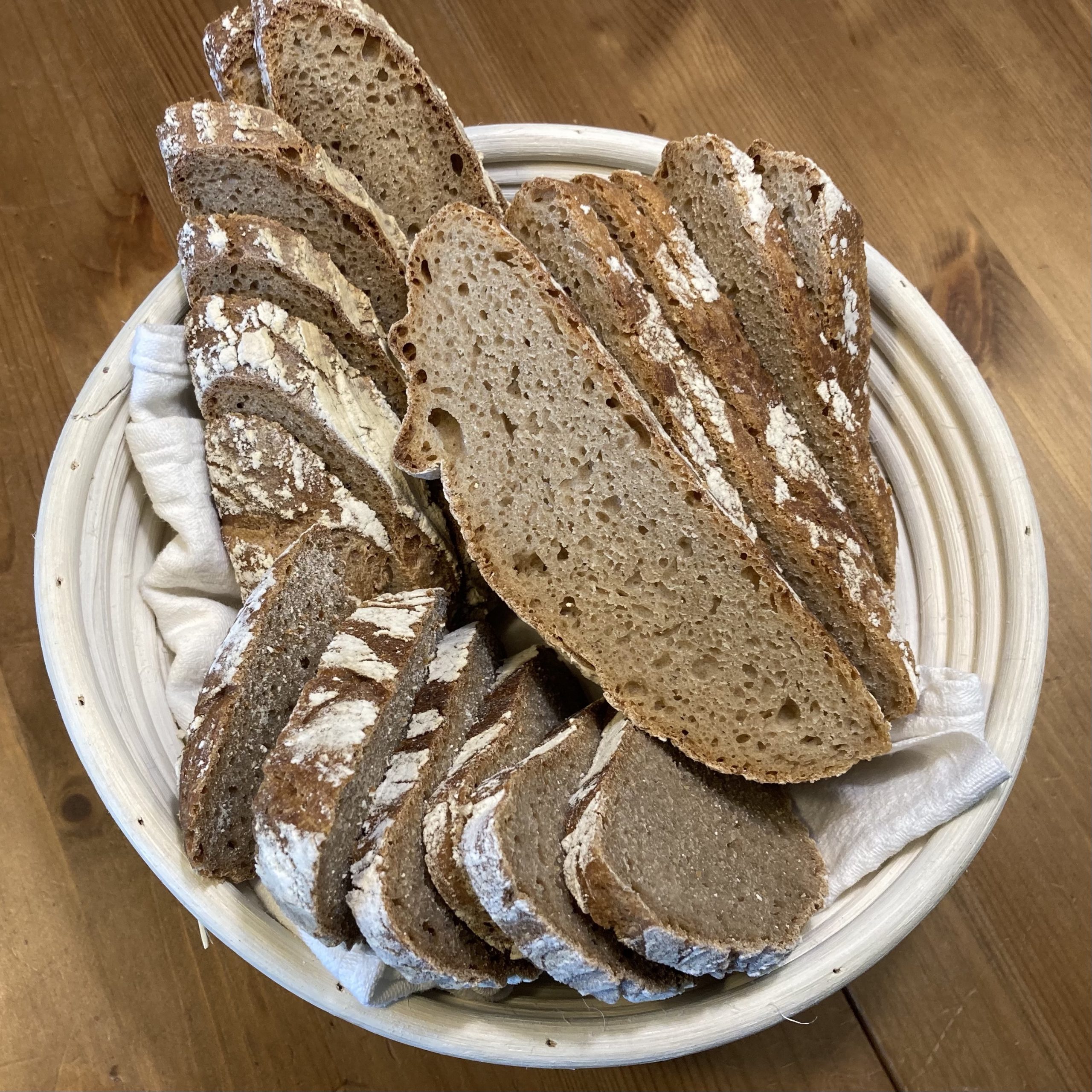 Ein Körbchen mit dreierlei vom selbstgemachten Brot hat schon einen besonderen Charme zum Brunch am Sonntag.